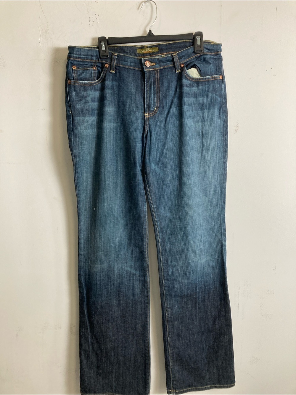 David Kahn Men's Straight Jeans in Dark Blue Wash
